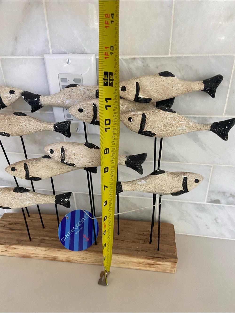 Handcrafted School of Fish Table Sculpture - Natural & Black - Picture 3 of 15